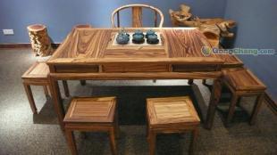 經典傳承，品味生活 烏金大斑馬原木仿明清復古休閑茶桌六件套